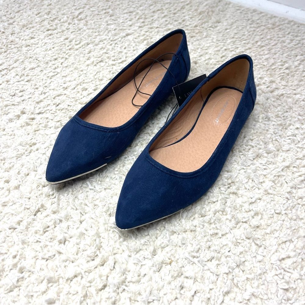 COPY - Lane Bryant Navy blue vegan suede flats sz9W